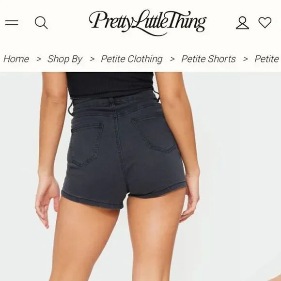 🌼SALE🌼 Petite High Waist Black Denim Disco Shorts - Picture 7 of 8